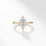 Top view of 6 Prong Marquise Solitaire Engagement Ring with Hidden Halo available in Yellow Gold, White Gold , Rose Gold Metal | Adorn By You