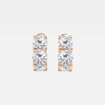 Our Cushion Lab Grown Diamond Huggie Hoop Earrings by Adorn By You, beautifully crafted in radiant Rose gold. Featuring three brilliant lab-grown diamonds per earring and available in 1, 2, and 3 carat options