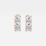 Our Cushion Lab Grown Diamond Huggie Hoop Earrings by Adorn By You, beautifully crafted in radiant Rose gold. Featuring three brilliant lab-grown diamonds per earring and available in 1, 2, and 3 carat options