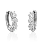 The Side Look of Cushion Lab Grown Diamond Huggie Hoop Earrings feature three brilliant lab-grown diamonds in each earring, available in 1, 2, and 3 carat weight options in 14K or 18K gold | Adorn By You