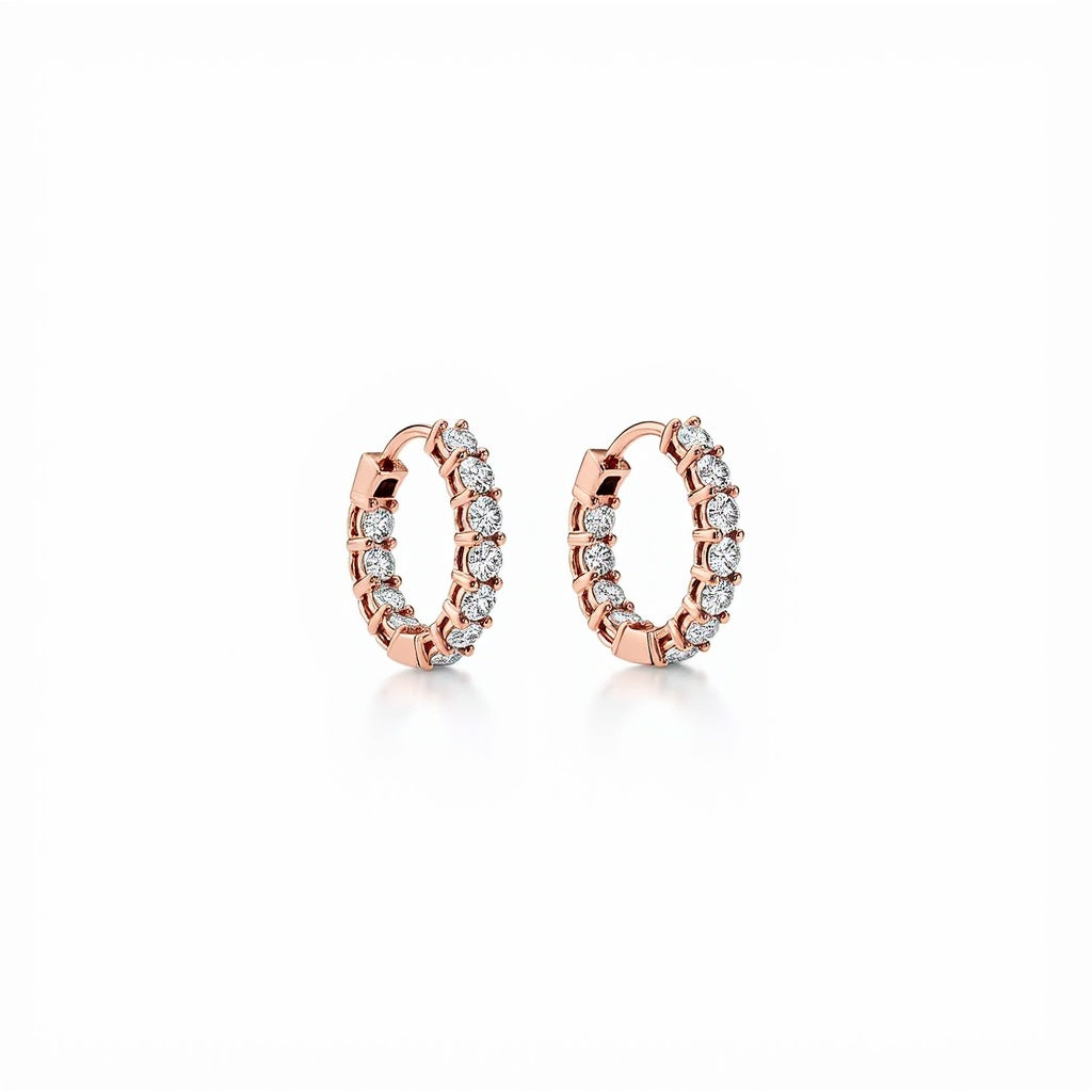 Exquisite Diamond Hoop Earrings - 18K Rose Gold | Adorn By You
