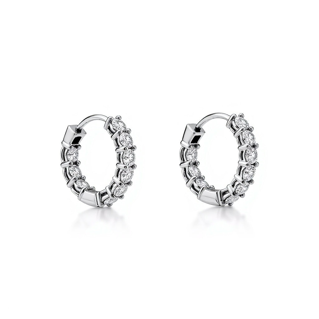 Exquisite Diamond Hoop Earrings - 18K White Gold | Adorn By You