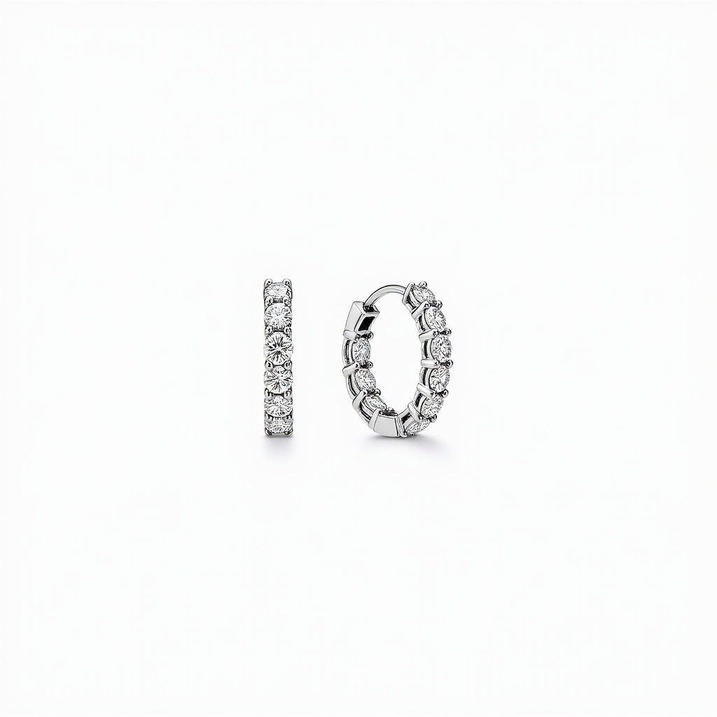 Exquisite Diamond Hoop Earrings - 18K White Gold | Adorn By You