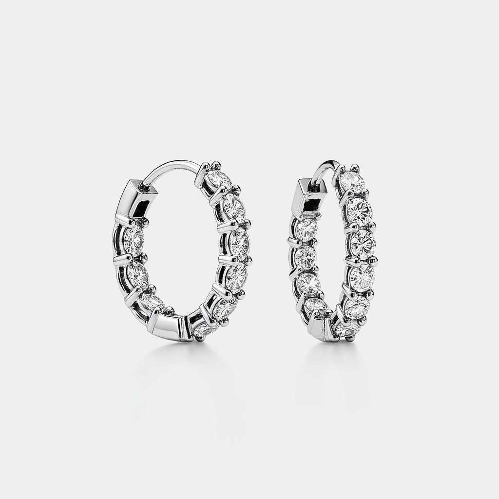 Exquisite Diamond Hoop Earrings - Platinum | Adorn By You