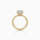 Over View and Side Look of Four Prong Radiant Center Diamond with Hidden Halo - Radiant Solitaire Engagement Ring | Adorn By You