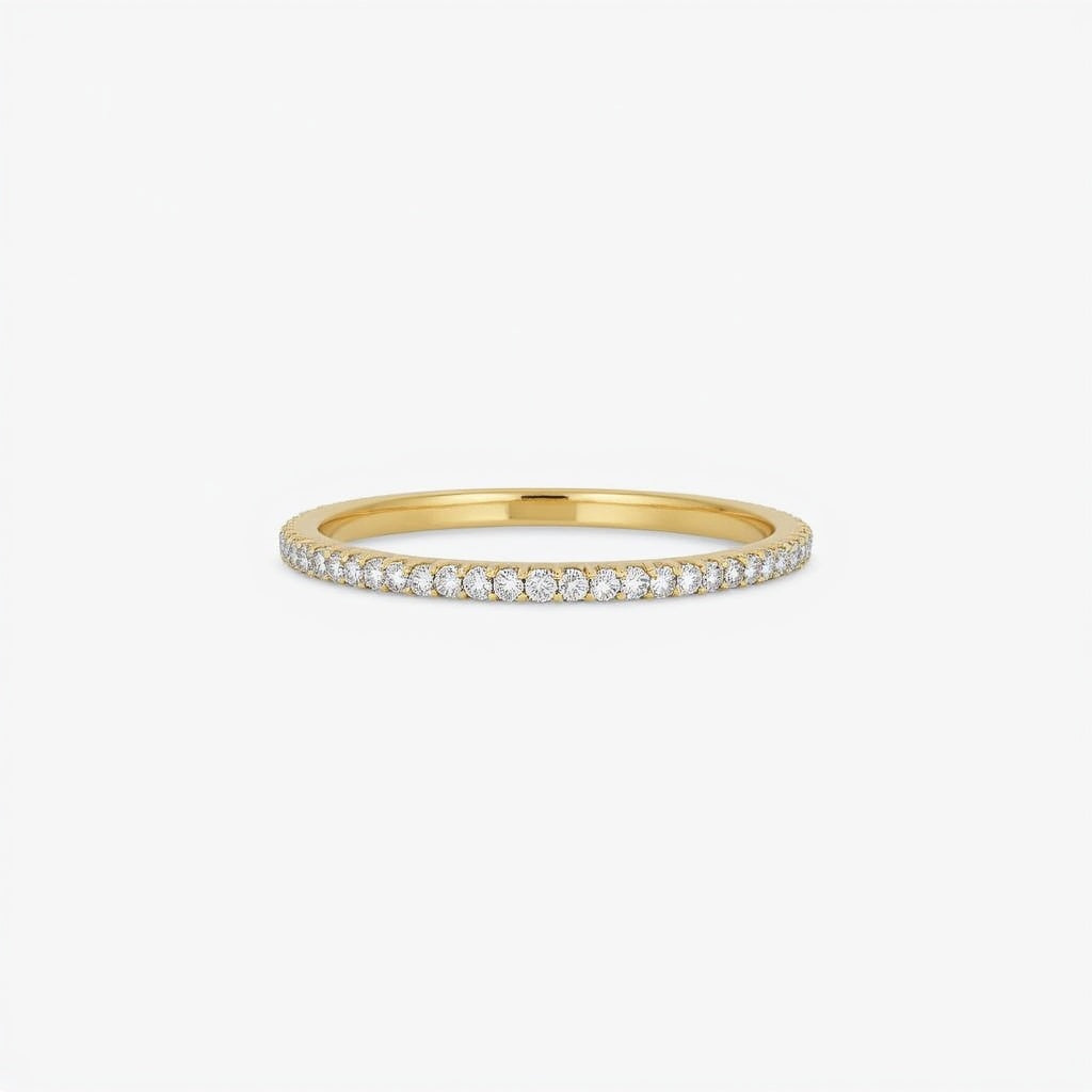 Front View Pave Diamond Eternity Ring Yellow Gold | Adorn By You