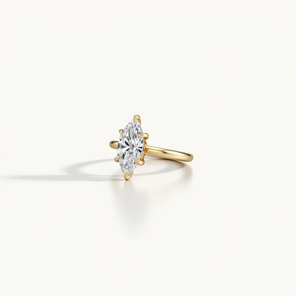 Marquise Solitaire Engagement Ring with Hidden Halo. Marquise cut solitaire Diamond for the Proposal occasion | Adorn By You