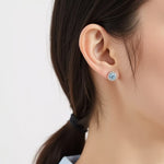 Aquamarine & Diamond Halo Stud Earrings | Adorn By You