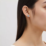 Aquamarine & Diamond Halo Stud Earrings | Adorn By You