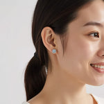 Aquamarine & Diamond Halo Stud Earrings | Adorn By You