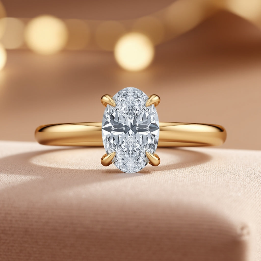 2-5 Carat options available for this classic Oval Solitaire engagement ring on adornbyyou.store | Adorn By You