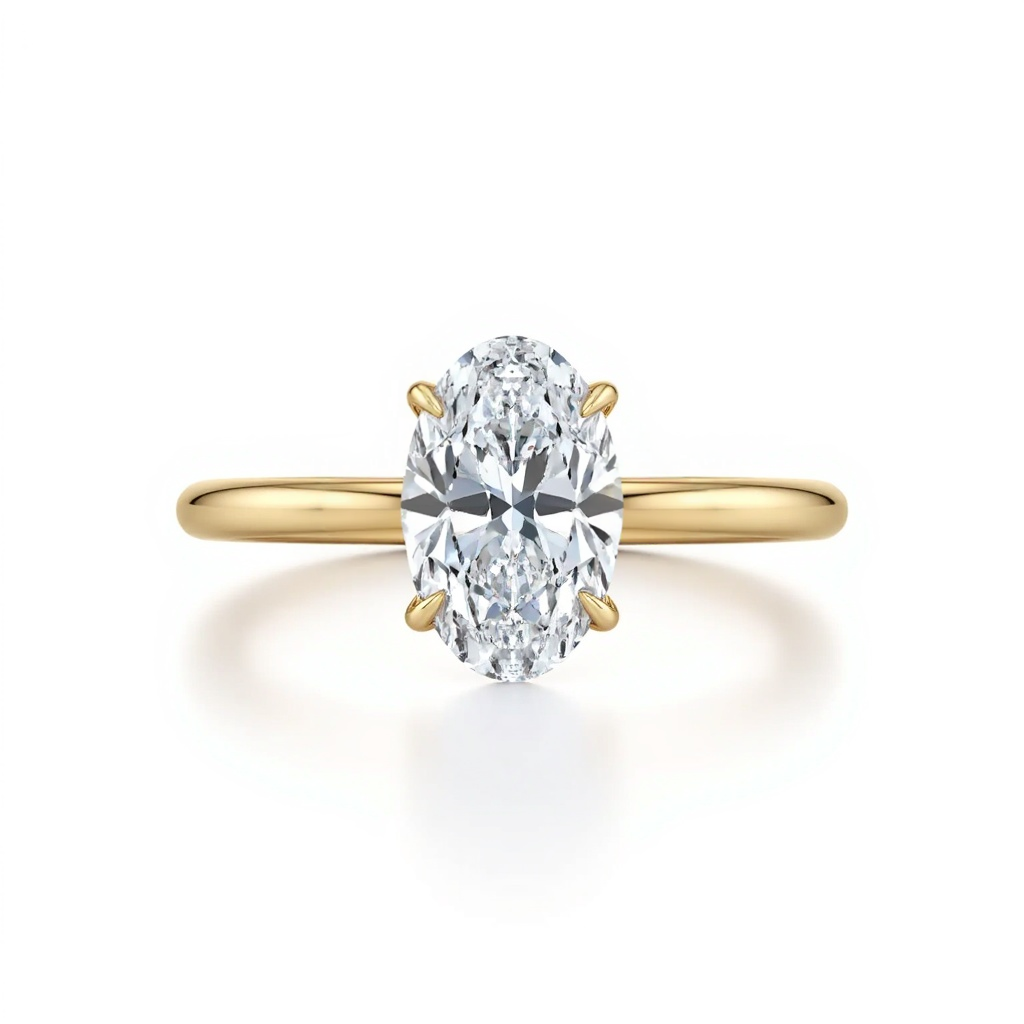 Elegant oval diamond solitaire ring with available in yellow gold or white gold or rose gold or platinum band and also available in 2 to 5 carat options | Adorn By You