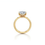 Side view of elegant oval solitaire ring with hidden halo diamonds and a classic yellow gold band for timeless beauty - Oval Solitaire Engagement Ring | Adorn By You