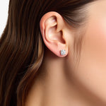 Gracefully worn by the model, our Round Lab-Grown Diamond Solitaire Stud Earrings exude classic sophistication. Featuring brilliant-cut diamonds in a four-prong setting, they’re crafted in 14K or 18K gold with a secure screw-back | Adorn By You