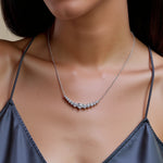 Elevate your style with this 5ctw lab-grown diamond necklace from our Classic Collection. Featuring 13 round diamonds in a V-shaped demi eternity design, set in 14K/18K white gold on an 18" chain. Adorn By You