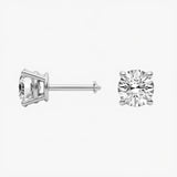 Side view of round lab-grown diamond solitaire studs earrings | Adorn By You