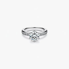 2 Carat: Six-Prong Solitaire Engagement Ring with Channel Set Band - Adorn By You - Timeless Elegance