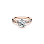2 Carat: Six-Prong Solitaire Engagement Ring with Channel Set Band - Adorn By You - Timeless Elegance