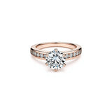 2 Carat: Six-Prong Solitaire Engagement Ring with Channel Set Band - Adorn By You - Timeless Elegance