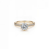 2 Carat: Six-Prong Solitaire Engagement Ring with Channel Set Band - Adorn By You - Timeless Elegance