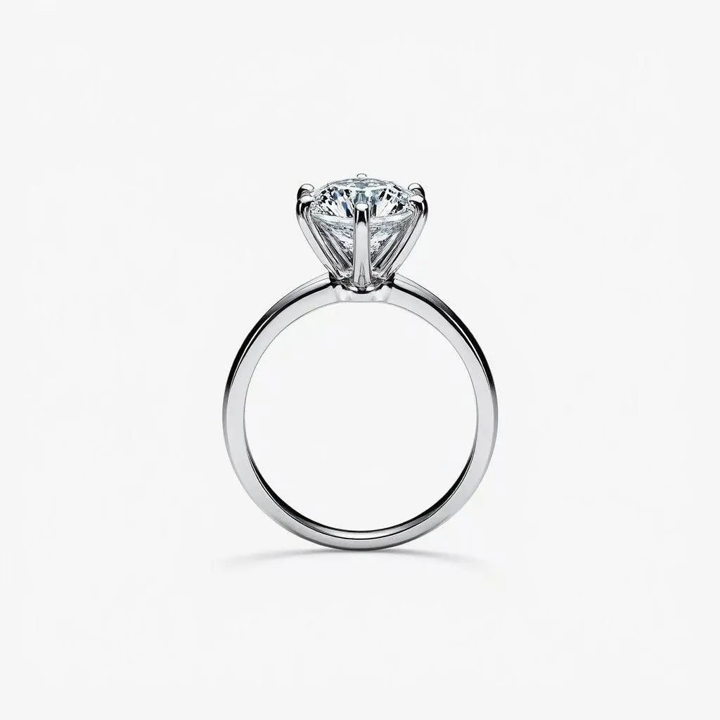 Top View of Classic Six-Prong Solitaire Engagement Ring in Platinum or White Gold